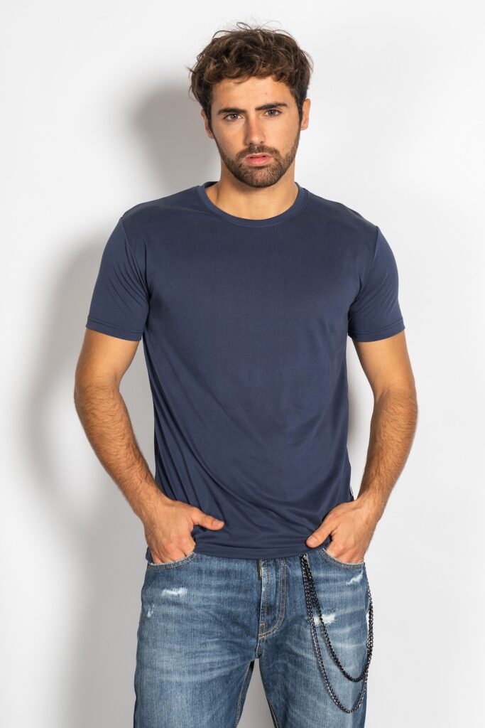T-SHIRT-GIROCOLLO-COTONE-MODAL_BLU